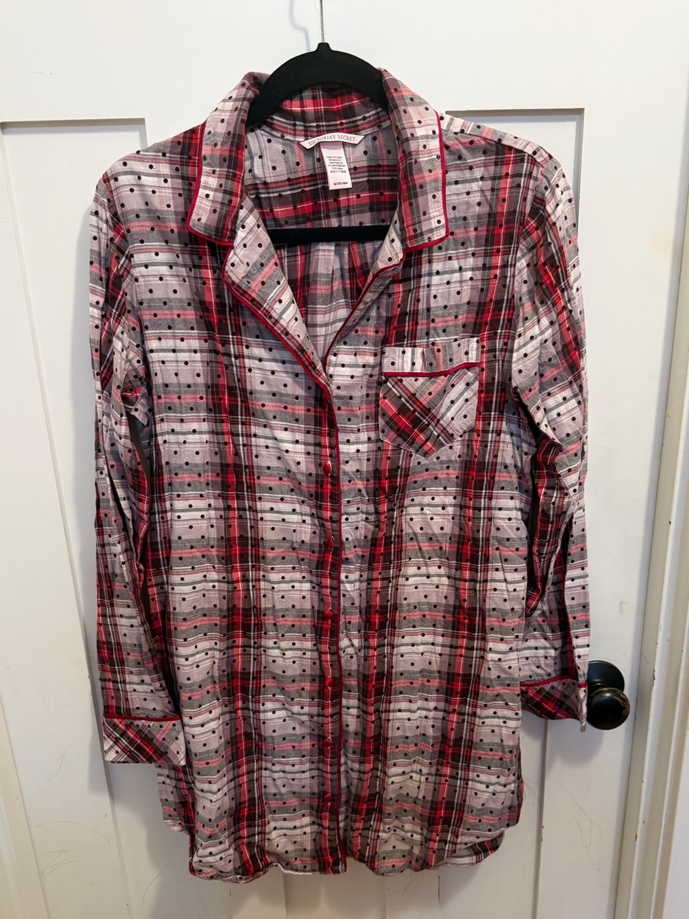 Victoria’s Secret Sleep Women’s Plaid Button-Down Long Sleeve Pajama Shirt-Sz M